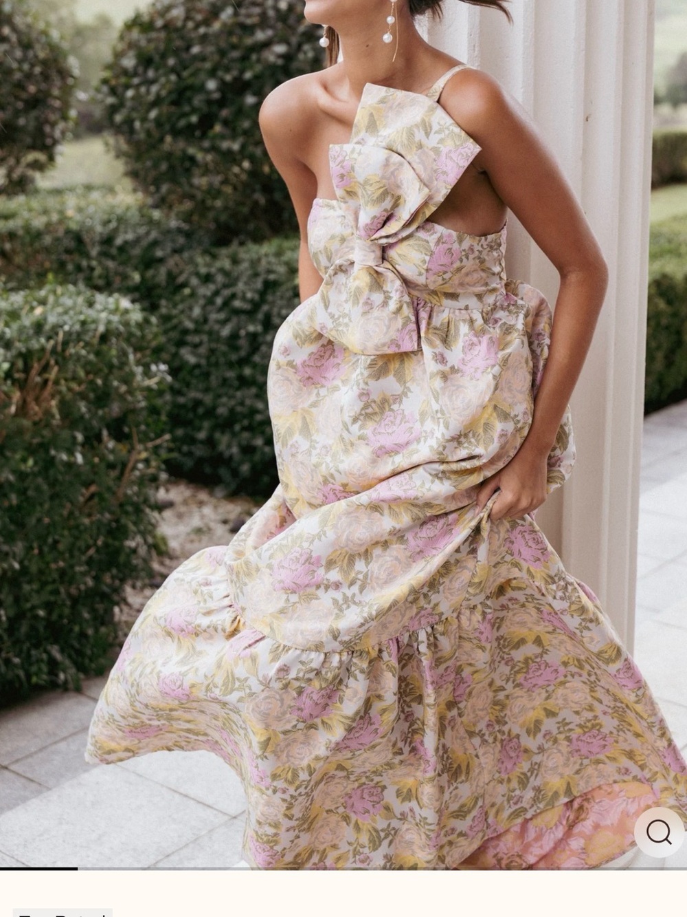 Petal & Pup Pink Floral One-Shoulder Maxi Gown with bow